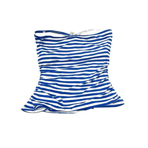 Tommy Bahama Striped Bandeau Tankini Top Sleeveless Beaming Blue Size M NWT - Picture 4 of 11